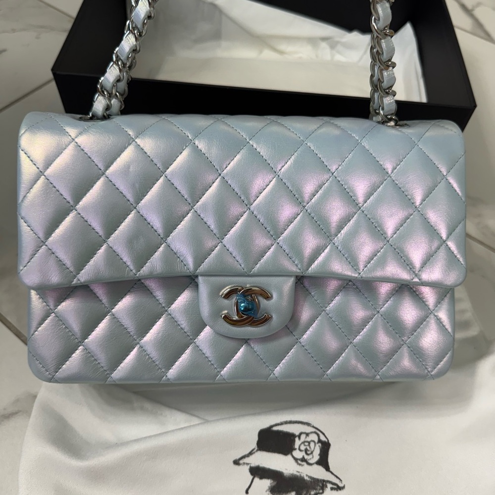 NWT Chanel Medium, Iridescent Double Flap Bag!